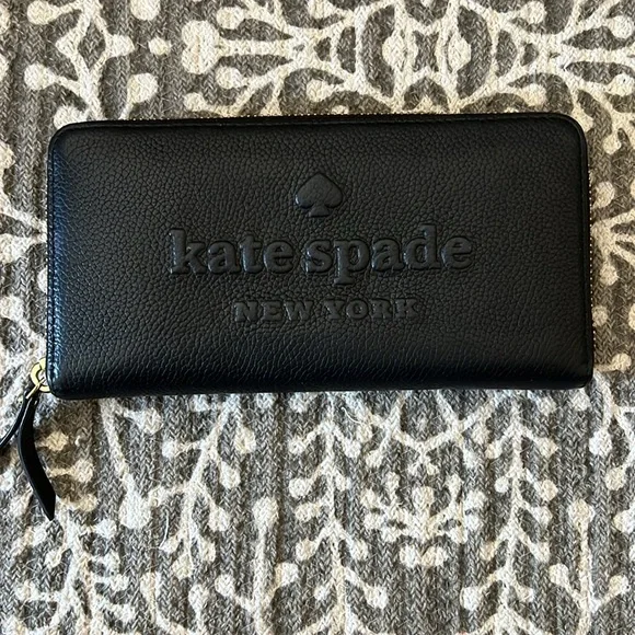 Kate spade black leather zip wallet - Picture 2 of 7